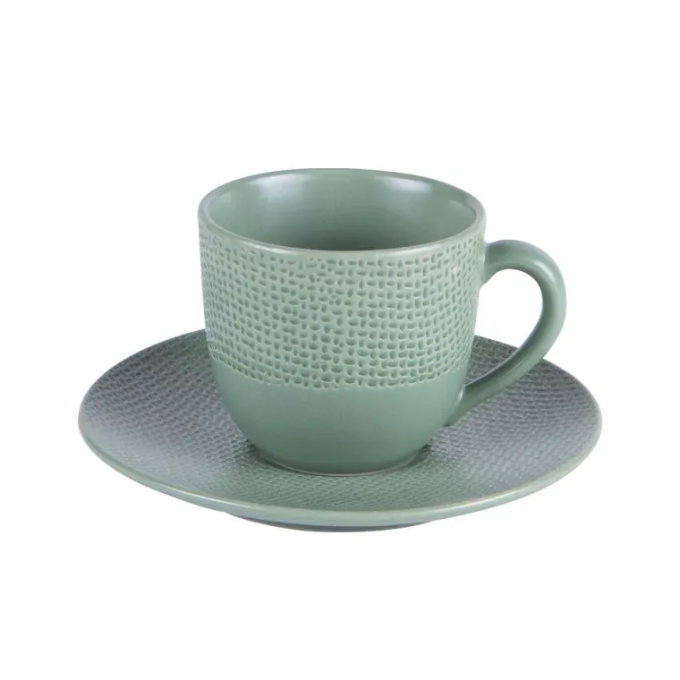 Best BASTIDE Tasse à café avec sous tasse en grès vert effet martelé Vesuvio - Ø 7 cm x H 6 cm