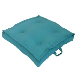 Sale NP CRÉATION Tatami coussin de sol en polyester/coton bleu Emeraude - 66 x 66 x 15 cm