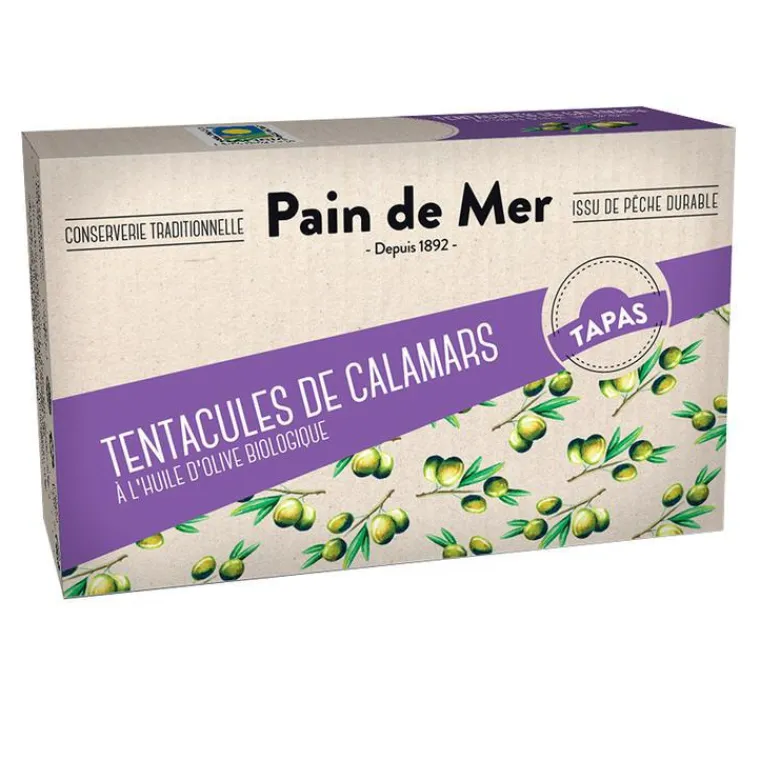 Outlet PAIN DE MER Tentacules de calamars à l'huile d'olive en boîte - 120 g