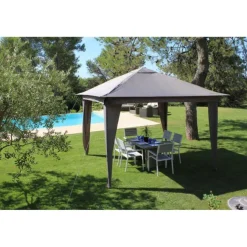 Best COULEURS DU MONDE Tonnelle Manea pliable en acier - 3.5 x 3.5 m