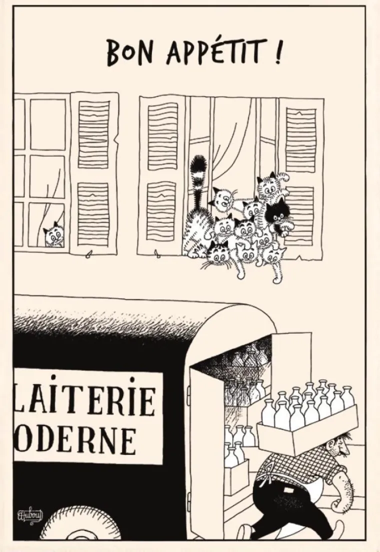 WINKLER Torchon beige en coton Dubout Bon Appétit - 48 x 72 cm