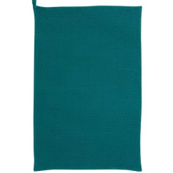 Sale WINKLER Torchon en tissu coton nid d’abeille uni bleu paon Mumba - 50 x 70