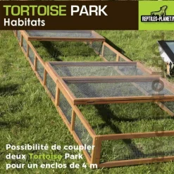 New REPTILES PLANET Tortoise Park pour tortue enclos extérieur grillagé en bois Reptile Planet – 200 x 100 x 25 cm