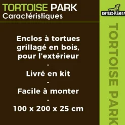 New REPTILES PLANET Tortoise Park pour tortue enclos extérieur grillagé en bois Reptile Planet – 200 x 100 x 25 cm