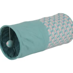 Outlet ZOLUX Tunnel de jeu pour chat coloris bleu feuille Ethi'cat - 23,5 x 50,3 x 23,5 cm