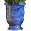 Hot POTERIE DE LA MADELEINE Vase Anduze mini bleu en terre cuite émaillée H 22 x Ø 17 cm