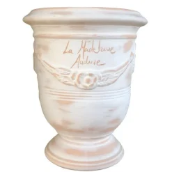 New POTERIE DE LA MADELEINE Vase Anduze mini cérusé en terre cuite H 22 x Ø 17 cm