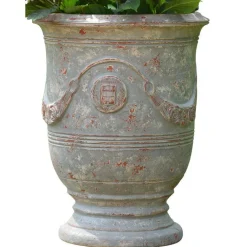 Sale POTERIE DE LA MADELEINE Vase Anduze patine grise en terre cuite émaillée H 68 x Ø 53 cm
