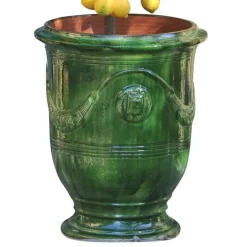 Sale POTERIE DE LA MADELEINE Vase Anduze tradition vert en terre cuite émaillée H 55 x Ø 45 cm