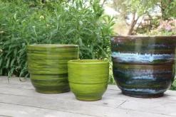 Sale LES POTERIES D'ALBI Vase en terre cuite émaillée vert Forêt Les Poteries d’Albi Rebord - Ø 30 x H 27 cm
