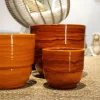 LES POTERIES D'ALBI Vase en terre cuite émaillée orange Savane Les Poteries d’Albi Rebord - Ø 35 x H 33 cm