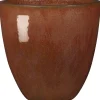 New DEROMA Vase en terre cuite émaillée rouge Tonkin Koï 51,5 L - Ø 48 x H 48 cm