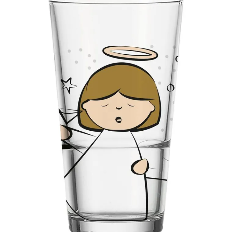 Best LEONARDO Verre transparent long drink gravé avec motif ange coloré 330 ml - Ø 7,8 x H 14 cm