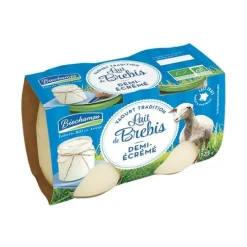New BIOCHAMPS Yaourt brebis bio nature ½ écrémé - 2 x 125 g