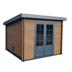 Best GREEN OUTSIDE Abri de jardin composite et aluminium Teck Royan - 3 x 3 m