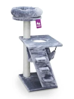 New PETREBELS Arbre à chat coloris gris Seattle 89 – 35 x 48 x 89 cm