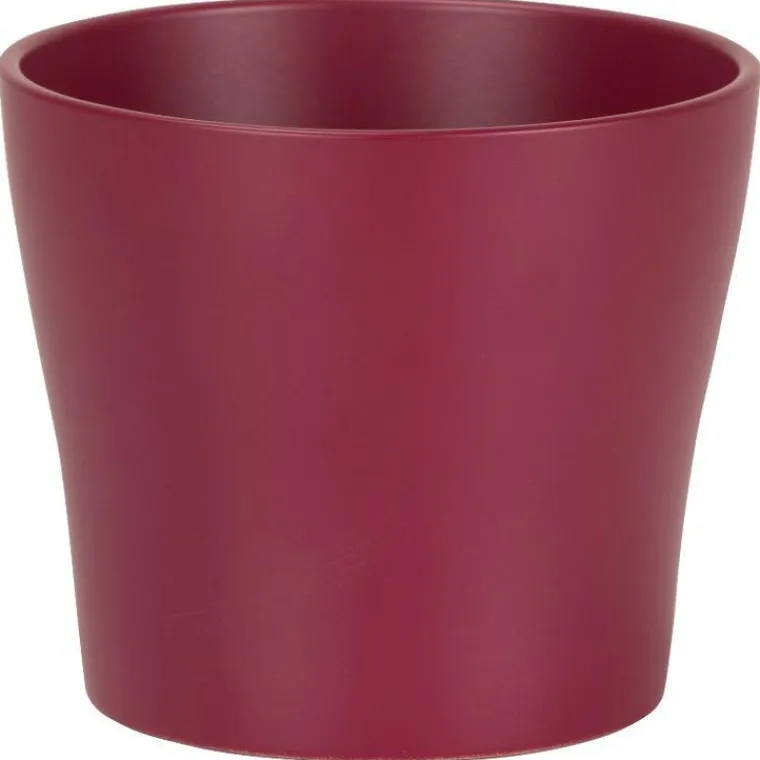 Online DEROMA Cache-pot en céramique rose framboise Scheurich 808 Burgundy - Ø 13 x H 11,2 cm