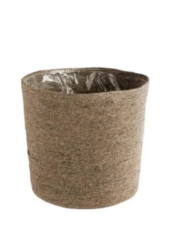 New DECOSTYL Cache-pot vannerie naturelle coloris gris en jute - 20,5 x 19,5 x 16 cm