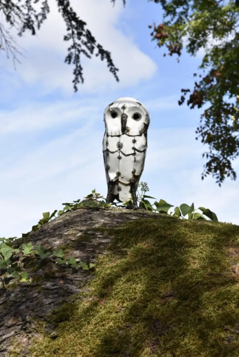 Best CHOUETTE & CO Chouette à lamelles blanche en métal recyclé grand modèle - 35 cm