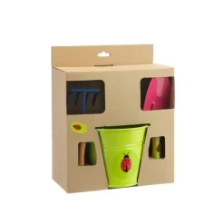 Clearance DEVAUX Ensemble de 2 outils de jardinage + 1 seau en métal pour enfant