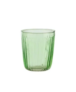 Outlet Gobelet décor côtelé coloris vert en verre - 9 x 8 cm