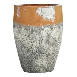 Best DECOLINES Jarre en grès émaillé gris/jaune miel Leon - Ø 59 x H 68 cm