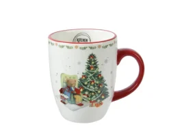 Outlet KAEMINGK Mug décor ours et sapin coloris multicolore en dolomite - 8 x 11,3 x 10 cm