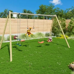 ALÉO BY TRIGANO Portique 2 balançoires en bois et métal Trigano - 2,32 m