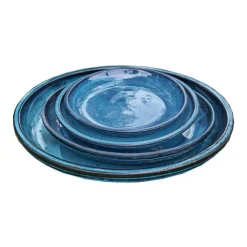 Online DECOLINES Soucoupe en grès émaillé bleu océan Littoral - Ø 22 cm