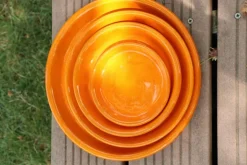 Outlet LES POTERIES D'ALBI Soucoupe en terre cuite émaillée orange Savane Les Poteries d’Albi - Ø 18 cm